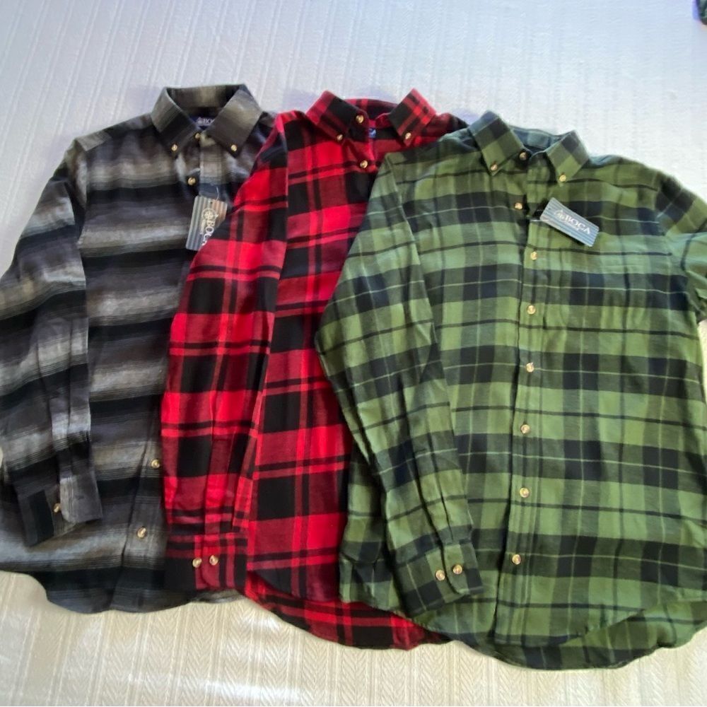 BOCA CLASSICS 3 Men’s Small Plaid Flannel Shirts